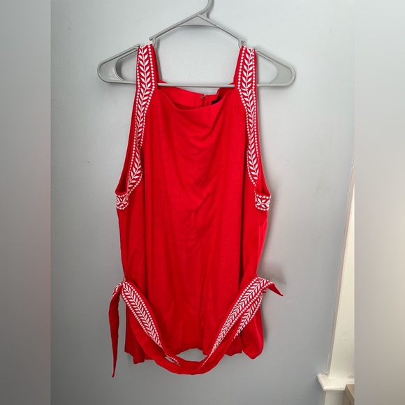 Ann Taylor Tops - Ann Taylor Red Tie Front Tank Top with White Trim